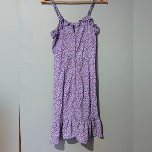 Angie Women's Sleeveless Purple Floral Button-Down Dress Feminine Boho Beach
